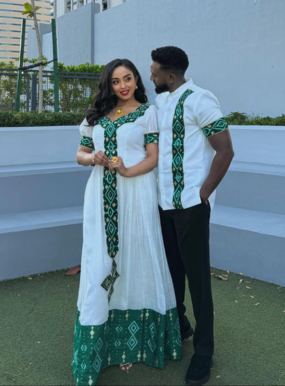 Habesha Kemis Couple Outfit Traditional Ethiopian Attire for Couples