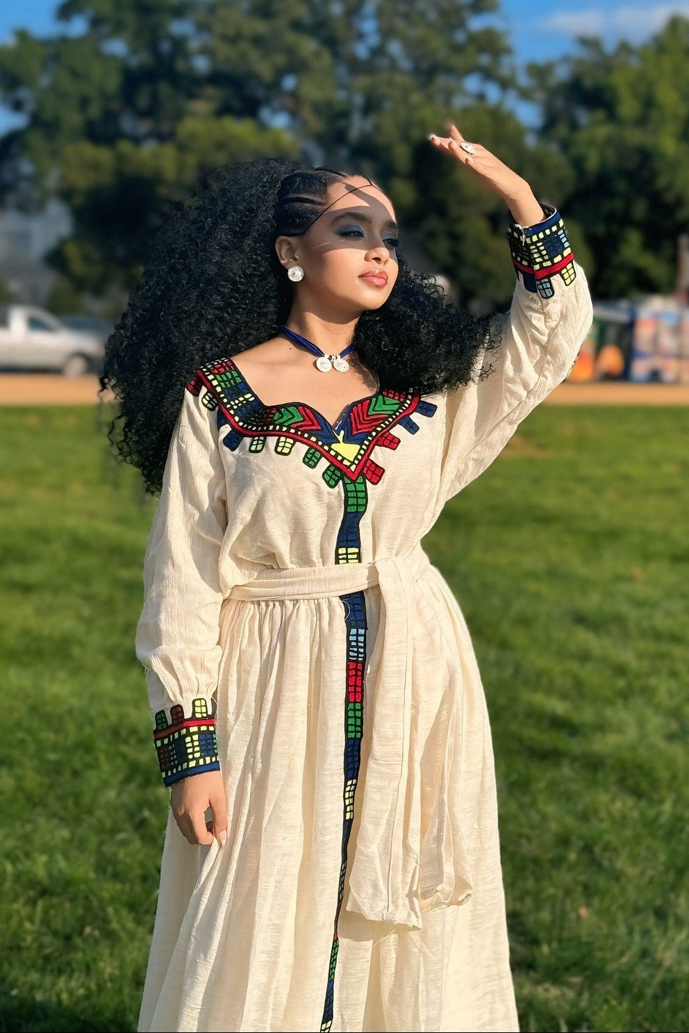 Handmade Habesha Kemis Multicolor Embroidery Habesha Dress Traditional Ethiopian Clothing 507