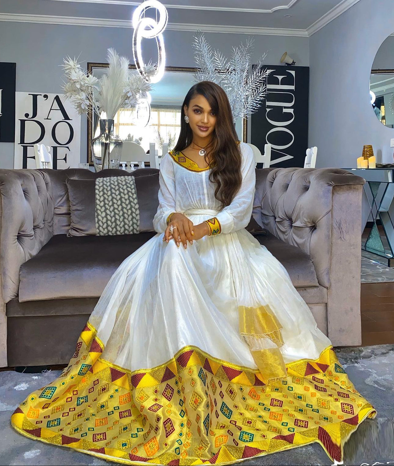 Traditional Ethiopian Dress Featuring Authentic Handwoven Habesha Cloth