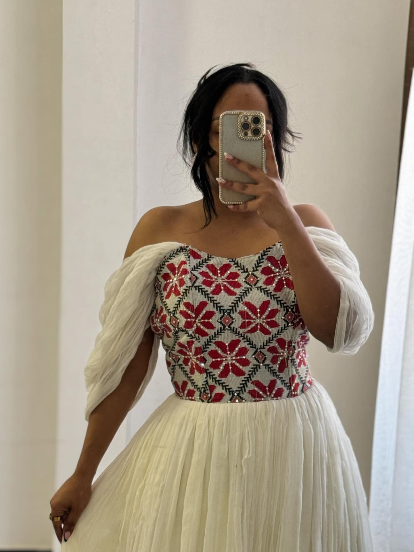 Ethiopian Dress With Off Shoulder Charming Habesha Kemis Online Timeless Habesha Dress 577