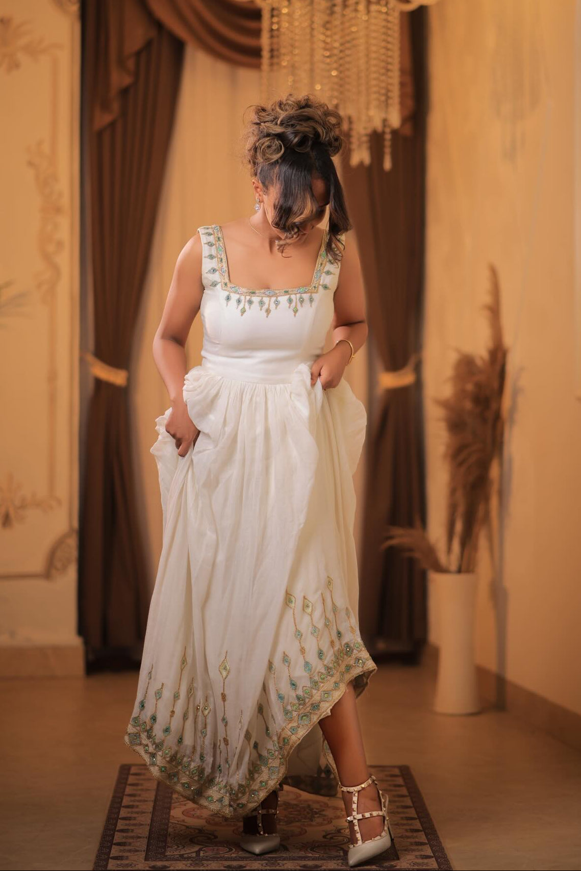 White Habesha Kemis Sleeveless | Traditional Ethiopian Clothing