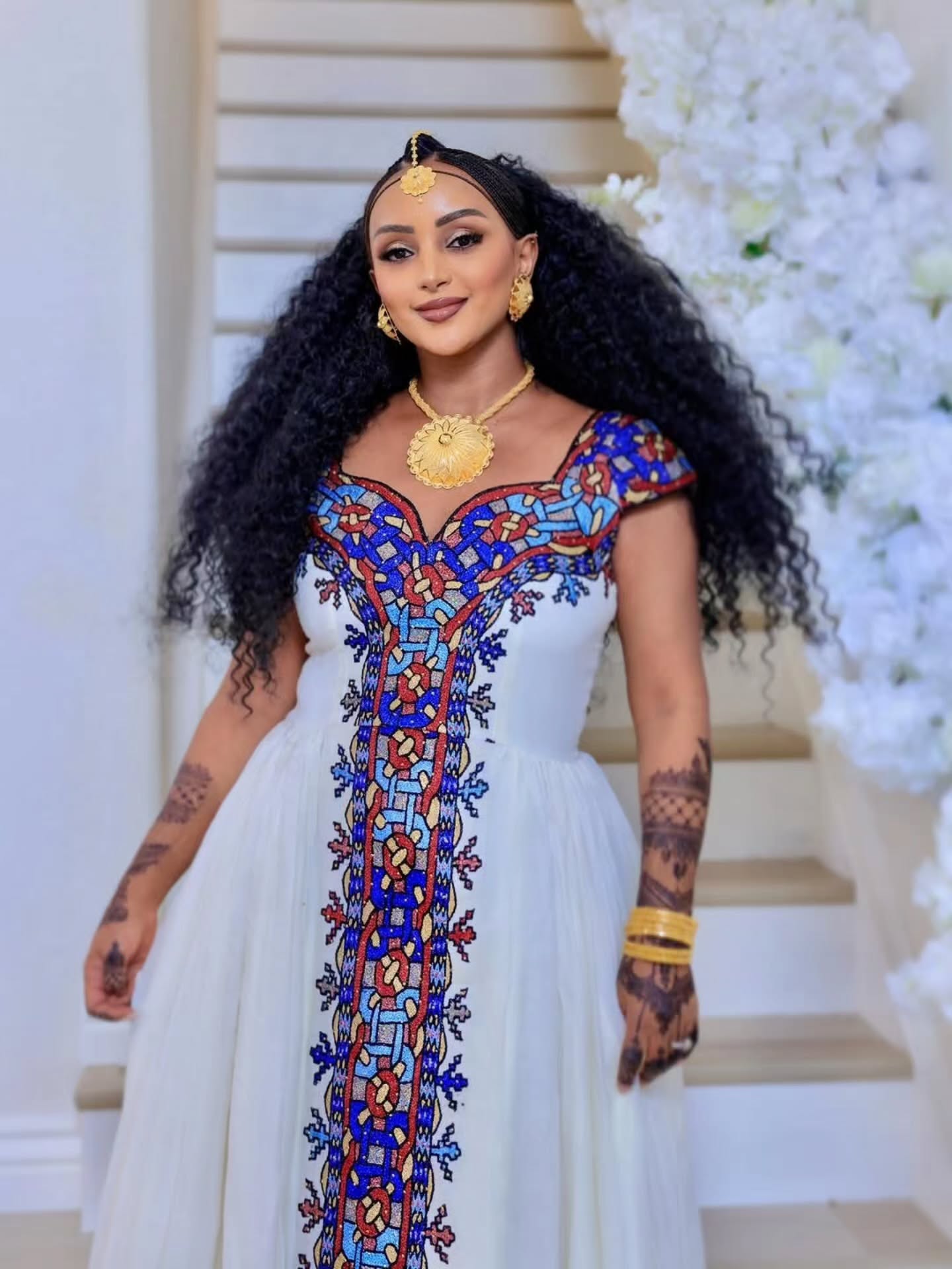 Habesha Kemis Online Ethiopian Traditional Dress Graceful Habesha Dress With Colorful Embroidery 583