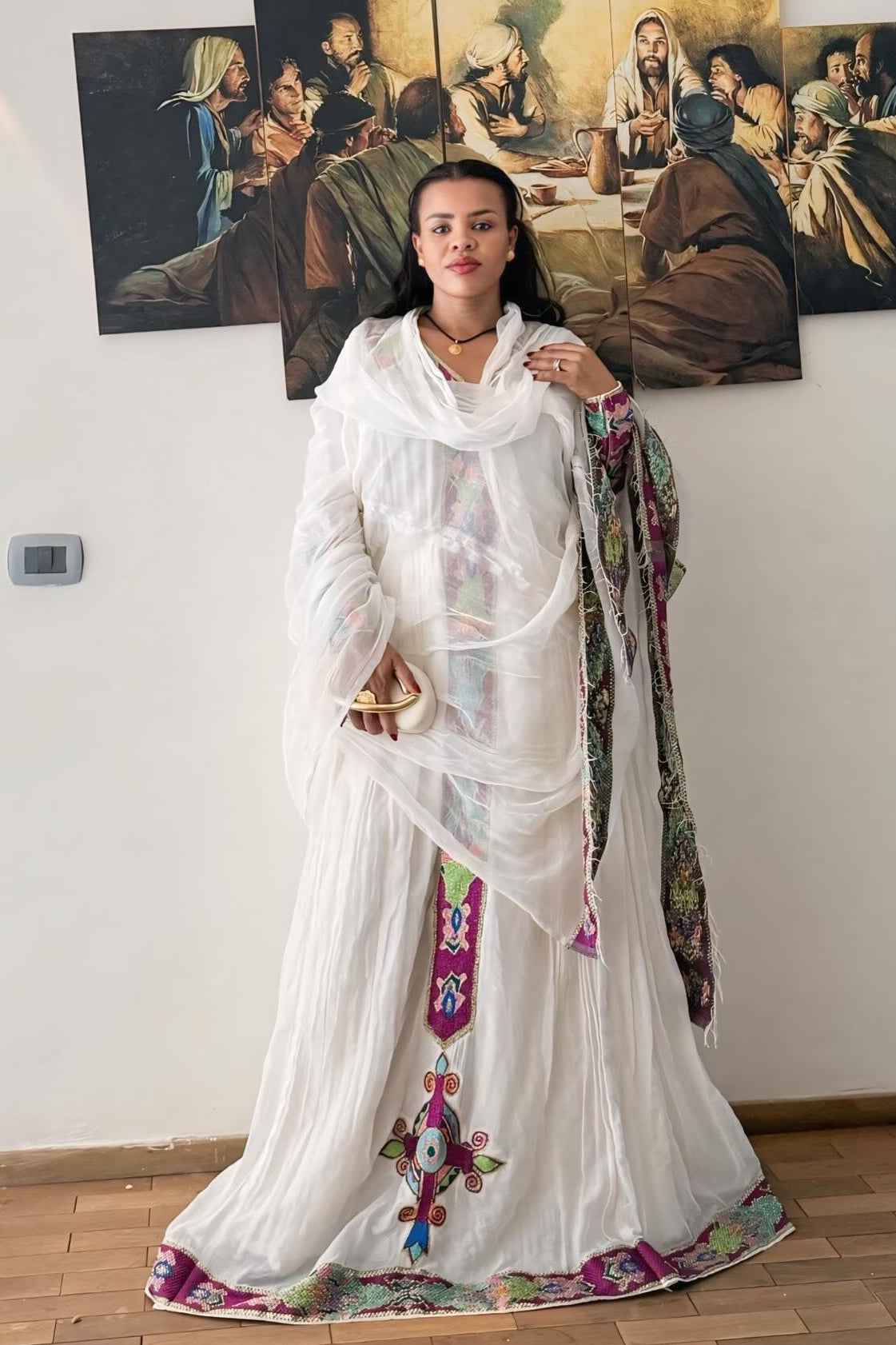 Multicolor Embroidery Habesha Dress Long Sleeve Ethiopian Clothing Timeless Habesha Kemis 625