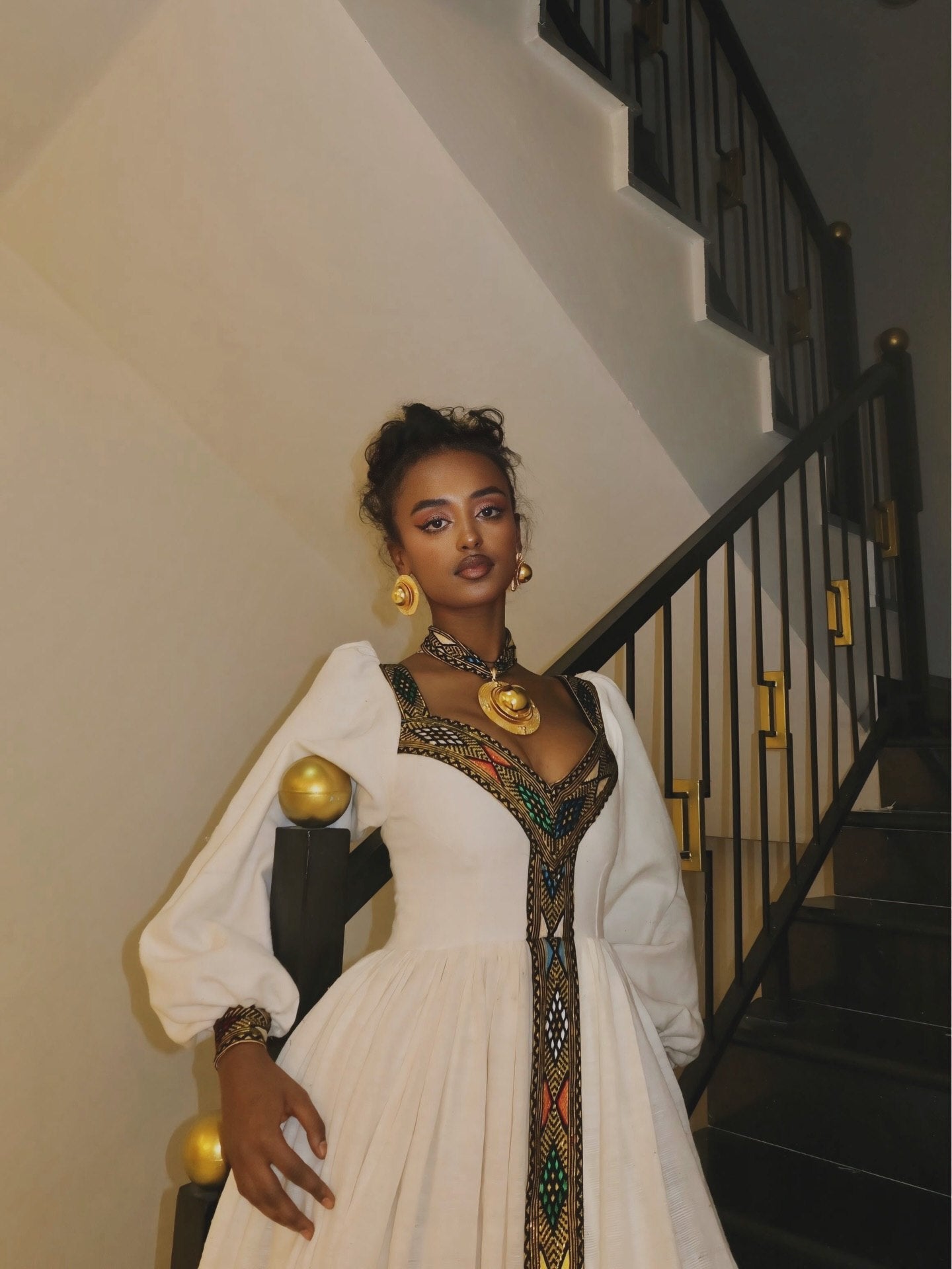Long Sleeve Eritrean And Ethiopian Dress Puff Sleeve Habesha Kemis Timeless Habesha Dress 652
