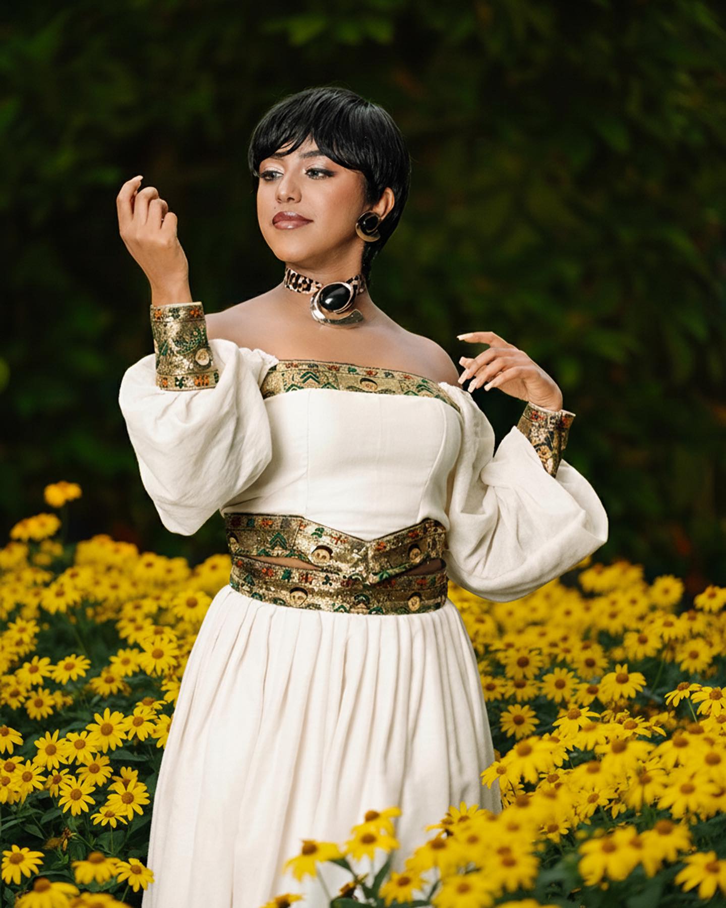 Off-Shoulder Habesha Kemis Long Sleeve Ethiopian Clothing Charming Habesha Dress 659