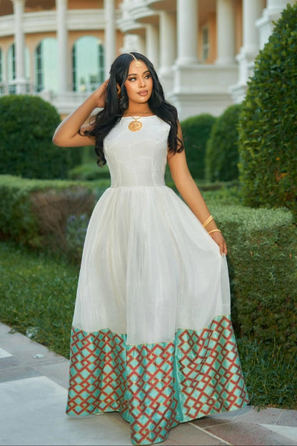 Sleeveless Habesha Dress Elegant White Habesha Kemis