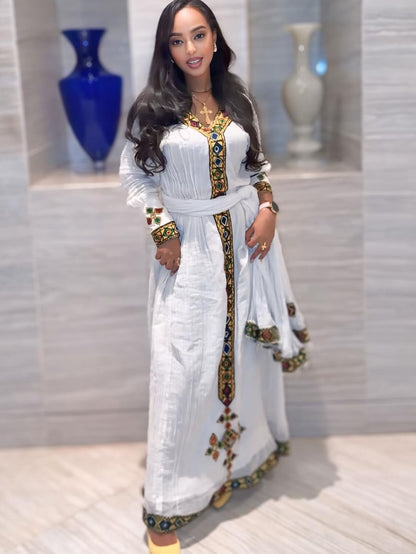 Long Sleeve Habesha Dress Multicolor Timeless Habesha Kemis