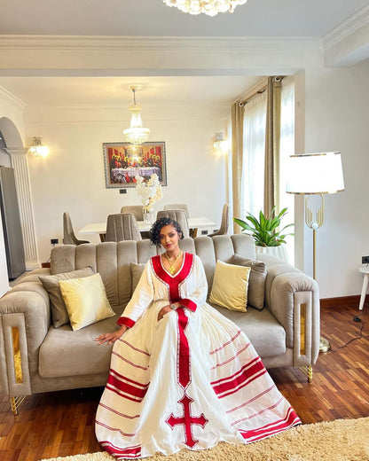 Timeless simplicity habesha dress beautiful red design habesha kemis