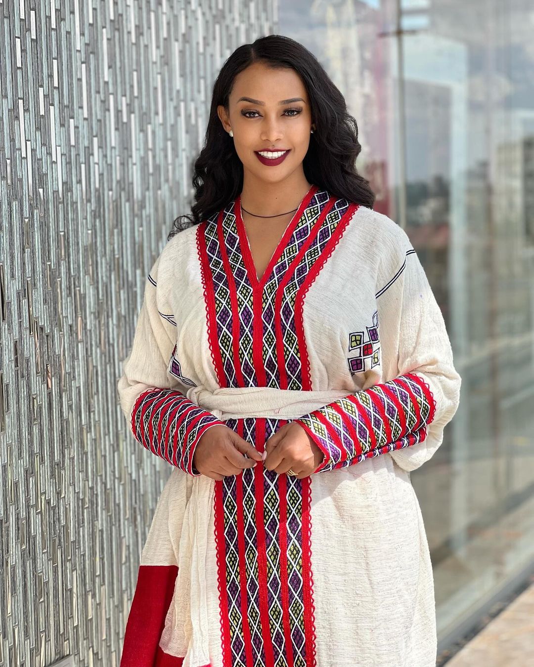 Fetil elegance red habesha kemis cultural splendor in habesha dress