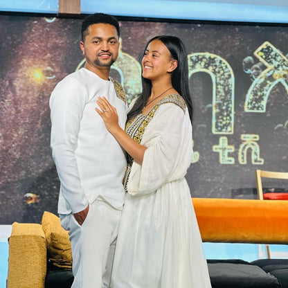 Exquisite Unity: Detailed Couples' Ethiopian Outfit Habesha Couple's Outfit