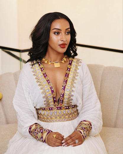 Gorgeous Ethiopian Wedding Dress Beaded Habesha Wedding Dress