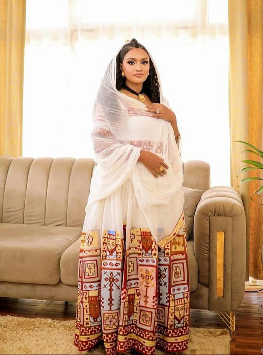 Ethereal Elegance Habesha dress Exquisite Habesha kemis with Intricate Detailing