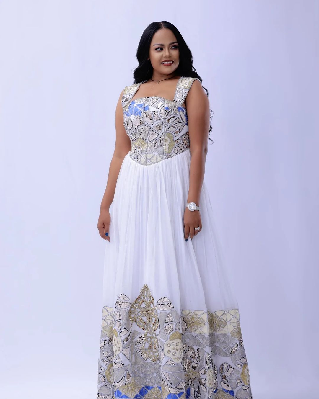 Menen Elegance: Unique Simplicity in Habesha Kemis - Ethiopian Dress