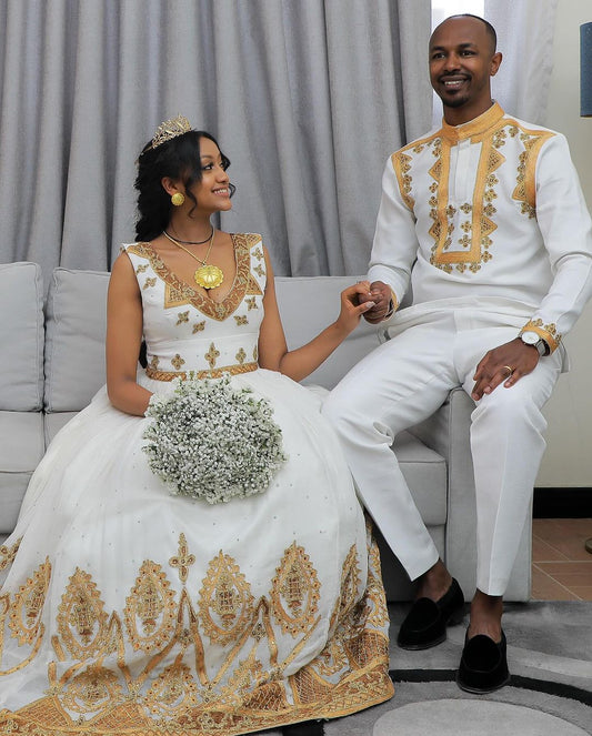 Ethiopian Elegance Unveiled: Beautiful Habesha Wedding Attire for Couples