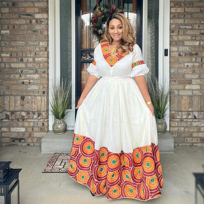 Embracing the Unique Circular Designs of Habesha Kemis Habesha Dress Modern Ethiopian Dress Style