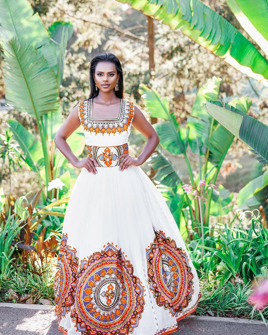Exquisite Patterned Habesha Dress for Every Occasion Modern Habesha Kemis Simple Ethiopian Dress