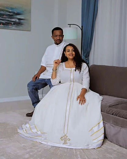Light Neutral Color Habesha Couples Outfit Matching Couples Outfit