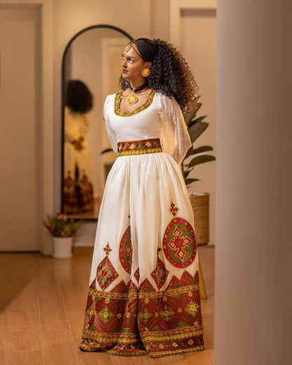 Beaded Wedding Habesha Dress Exquisite Pattern Habesha Kemis Ethiopian Dress Style