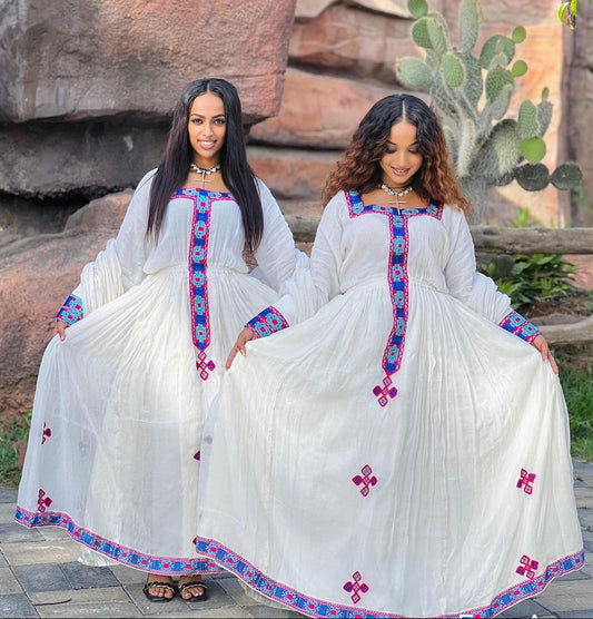 Timeless Blue Beauty Habesha Dress Modern Habesha Kemis Ethiopian Dress Style