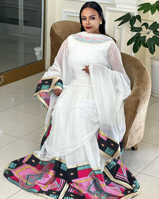Pink Different Colors Habesha Dress Simple Habesha Kemis Ethiopian Dress Style Traditional Habesha Libs