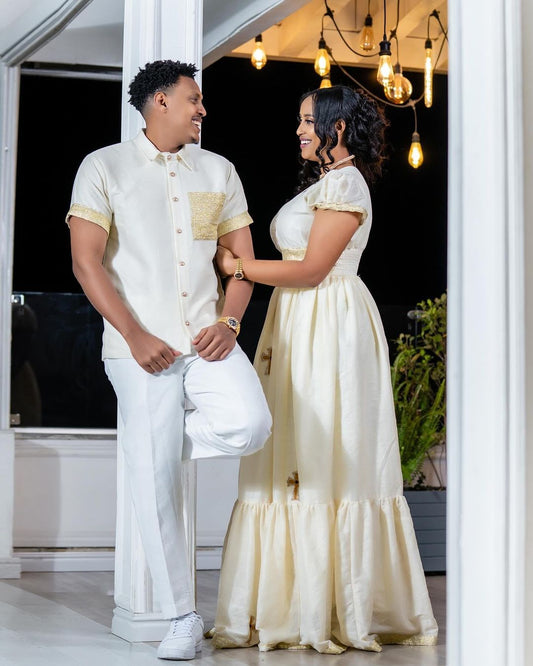 Simple Habesha Couples Outfit Modern Ethiopian Outfit Matching Couples Outfit