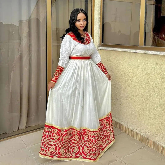 Red Gorgeous Design Habesha Dress Modern Habesha Kemis Ethiopian Dress Style