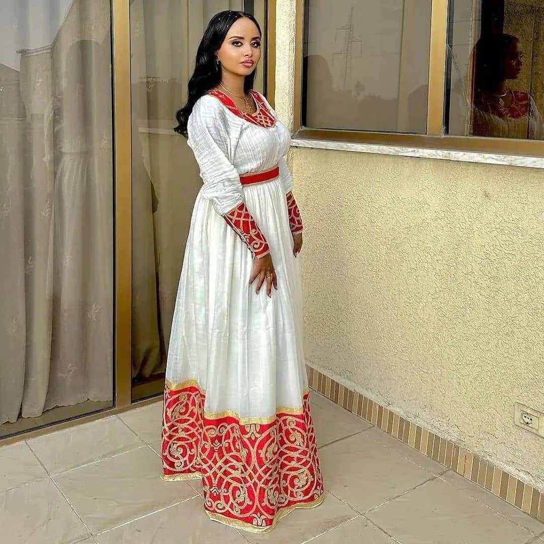 Red Gorgeous Design Habesha Dress Modern Habesha Kemis Ethiopian Dress TheEthiopianStore