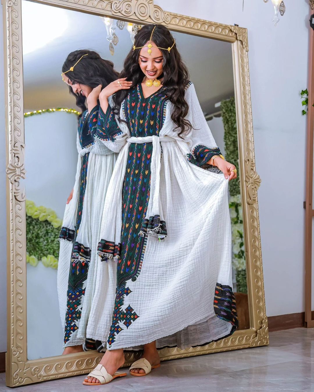 Dark Tilet Fetil Material Habesha Dress Cultural Habesha Kemis Traditional Ethiopian dress Style