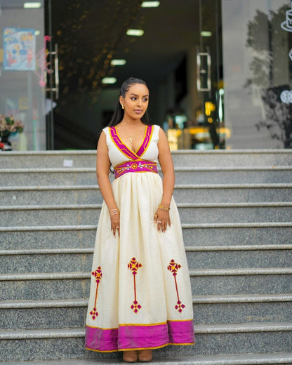 Stylish Purple Design Habesha Dress Modern Habesha Kemis Traditional Ethiopian dress Style