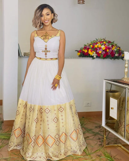 Simple Gorgeous Light Color Habesha Dress Modern Habesha Kemis Traditional Ethiopian dress Style