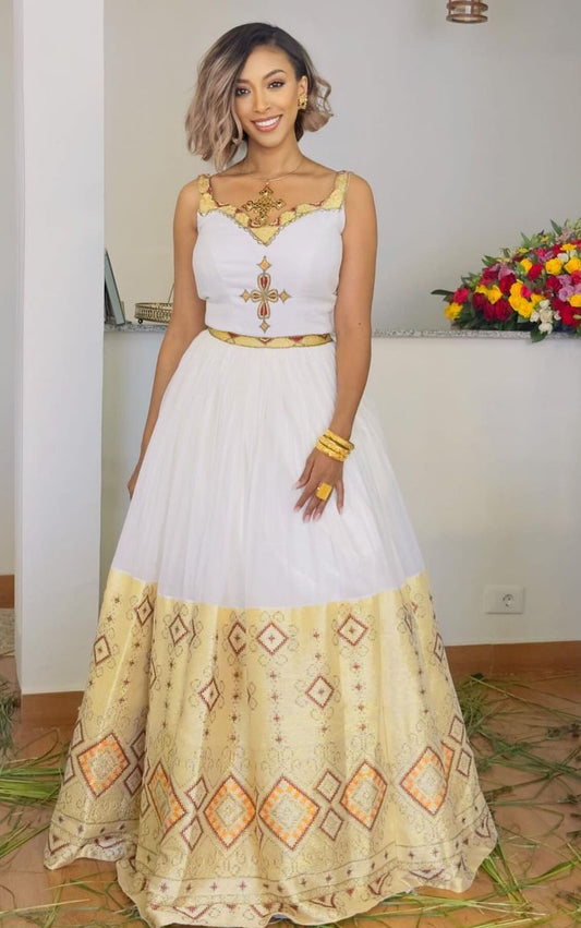 Simple Gorgeous Light Color Habesha Dress Modern Habesha Kemis Traditional Ethiopian dress Style