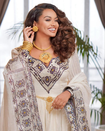 Darker Pattern Exquisite Habesha Dress Modern Habesha Kemis Traditional Ethiopian dress Style