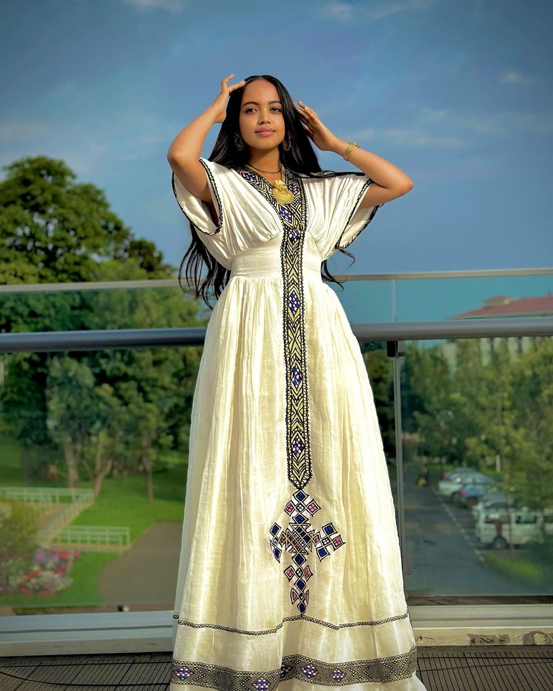 Royal Blue Tilet Cultural Ethiopian Dress XXL