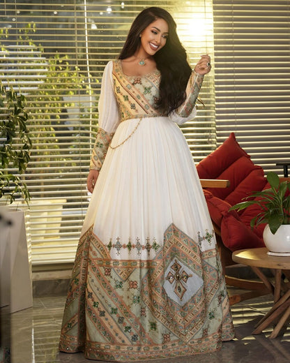 Exquisite Beadwork Habesha Wedding Dress Modern Habesha Kemis For Any Occassion