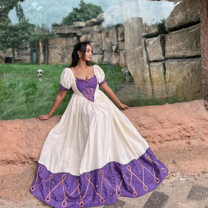 Modern Ethiopian Habesha Kemis with Purple Wide Tilet Design