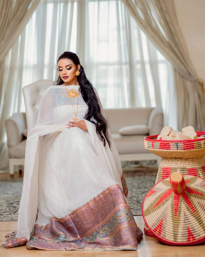 Light Color Gorgeous Habesha Dress