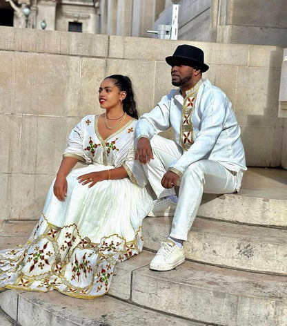 Embrace Tradition in Style: Simple Yet Stunning Habesha Couples Outfits