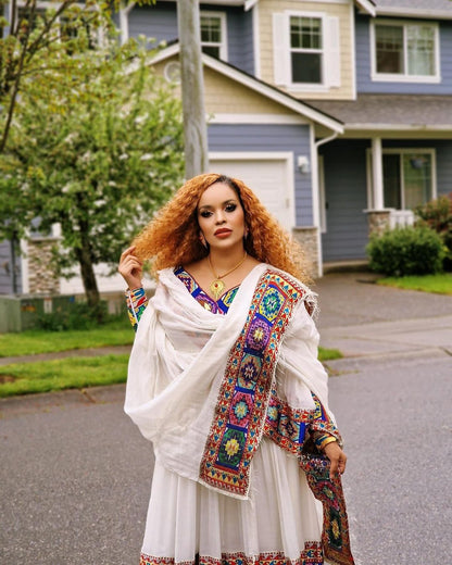 Vibrant and Detailed Habesha Dress Elegant Cultural Ethiopian Dress