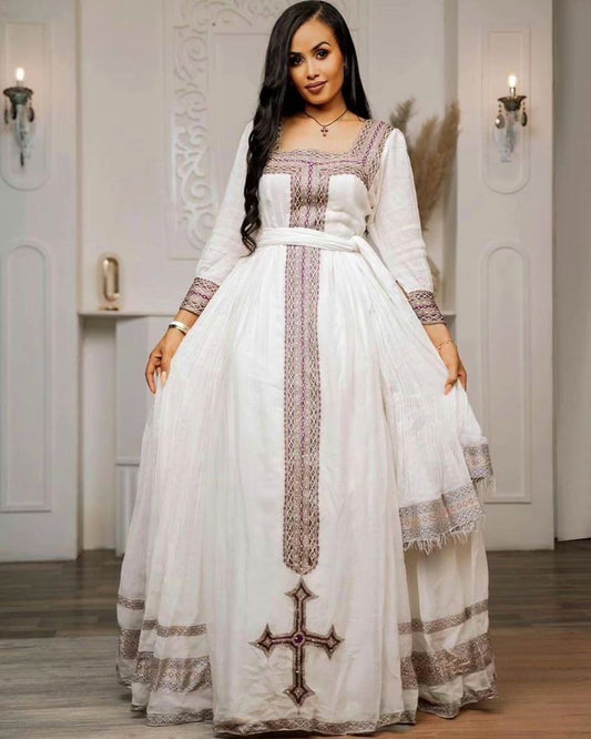 Elegant Habesha Kemis Timeless Ethiopian Habesha Dress with Subtle Charm