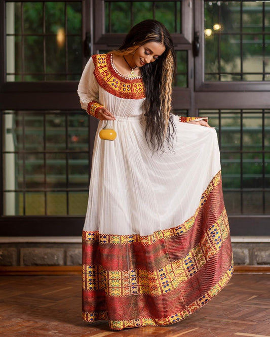 Red and Gold Habesha Dress