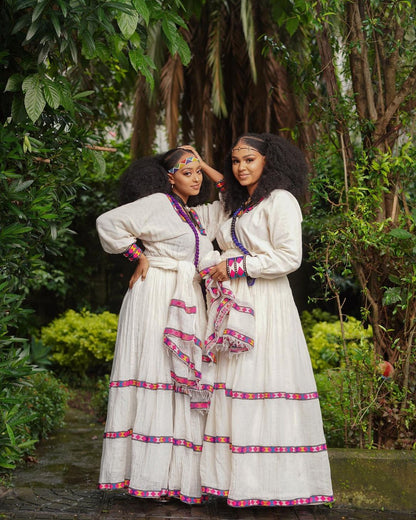 Gorgeous Pink Design Habesha Dress Simple Ethiopian Dress