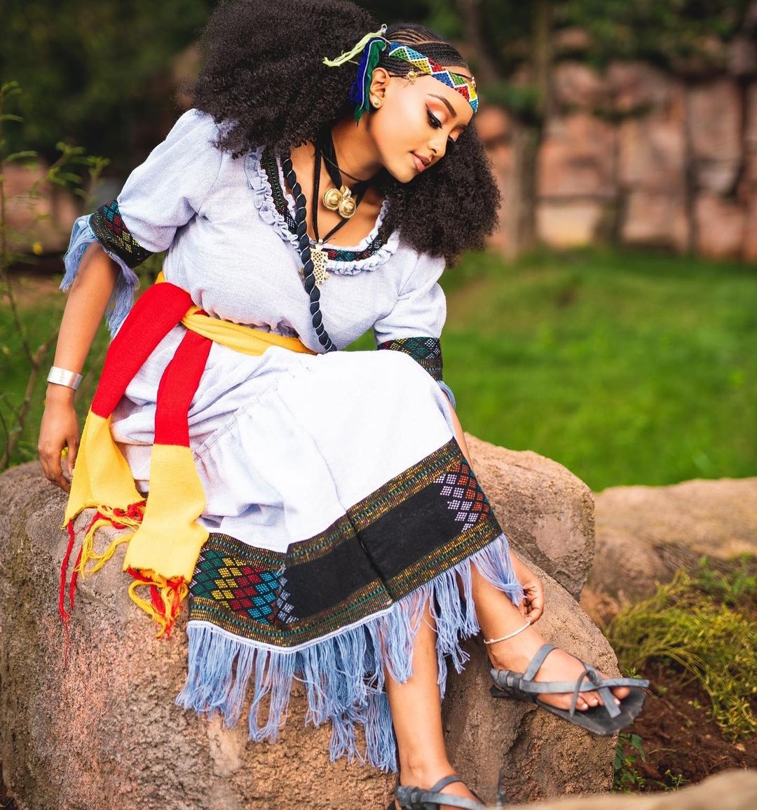 Stunning Blue Elegant Habesha Dress  Ethiopian Traditional Dress