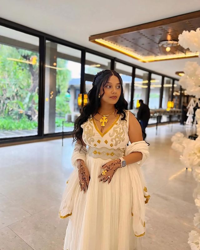 Elegant Habesha Dress Light Color Ethiopian Traditional Habesha Kemis