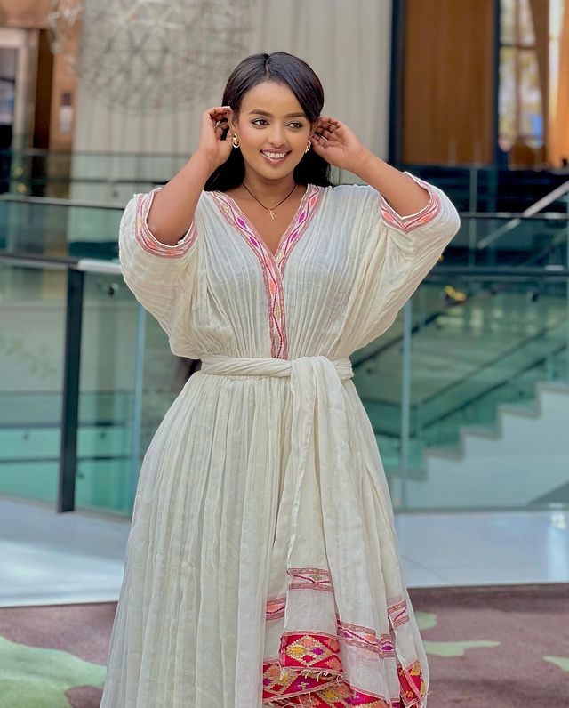 Beautiful Light Color Habesha Dress Simple Elegance in Habesha Kemis