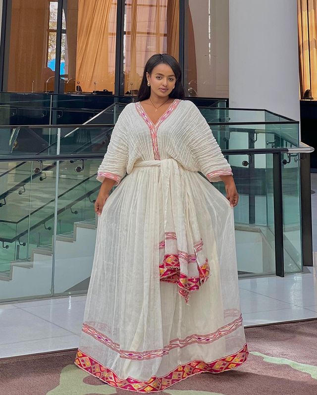 Beautiful Light Color Habesha Dress Simple Elegance in Habesha Kemis