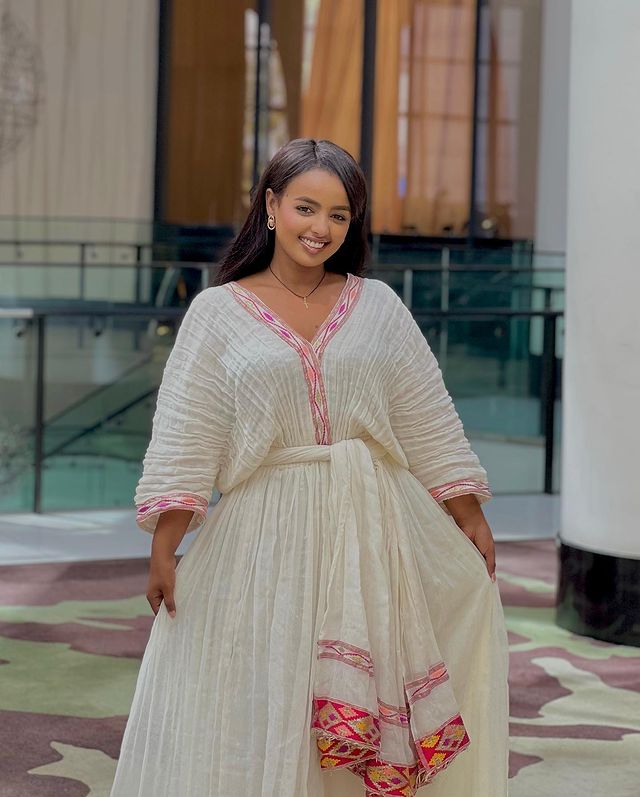 Beautiful Light Color Habesha Dress Simple Elegance in Habesha Kemis