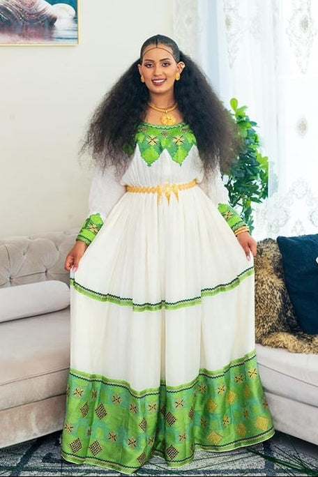Beautiful Green Habesha Kemis 
