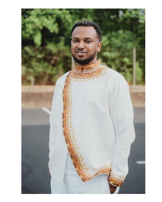 Gorgeous Brown Design Habesha Men's Shirt 