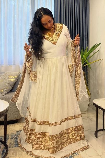 Beautiful Brown Design Habesha Dress Modern Ethiopian Dress Habesha Kemis Design