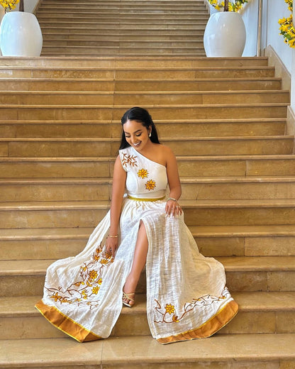 Stylish Habesha Kemis with Modern Touches Traditional Ethiopian Dress